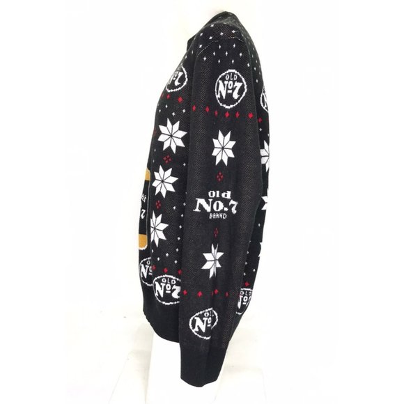 Ugly Christmas Sweater Jack Daniels Bourbon Old No 7 Logo Snowflakes M - Picture 3 of 8